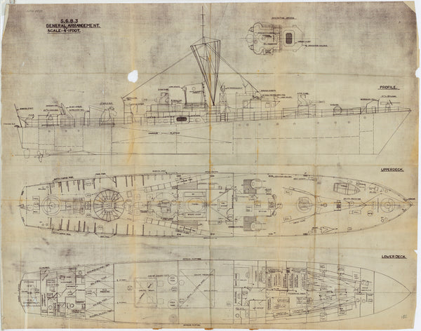 Gerneral arangement Profile, Upper & Lower Decks plan HMS 'Grey Goose'