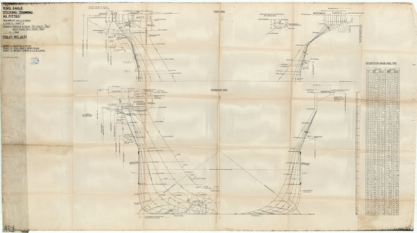 Docking drawing for body plan for HMS 'Eagle' (1946) in 1965