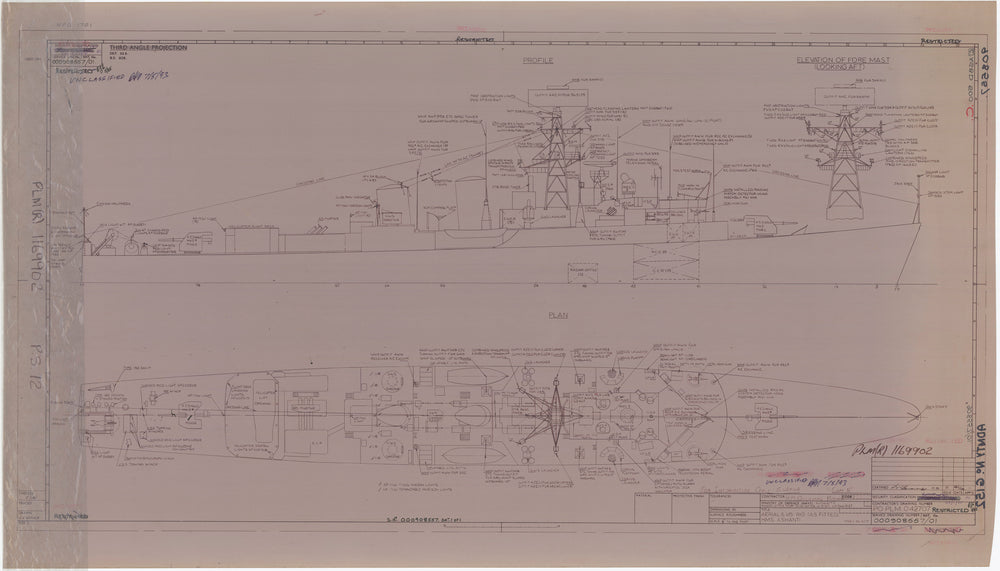 Aerial & V/S rig (elevation & topsides) plan for HMS 'Ashanti'
