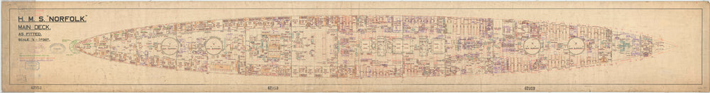 Main deck plan for HMS 'Norfolk' (1928)