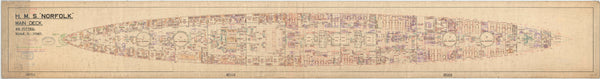 Main deck plan for HMS 'Norfolk' (1928)