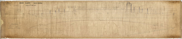 Lines, half breadth and profile plan for HMS 'Hood' (1918)