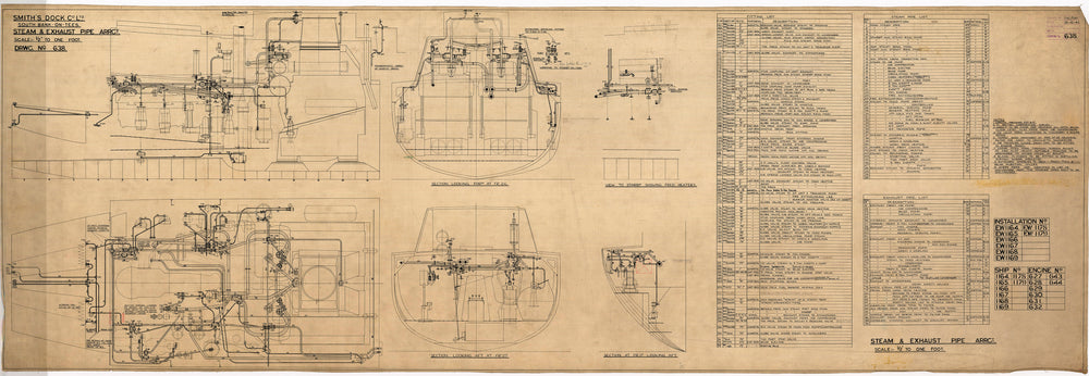 Steam and exhaust pipe arrangement for ‘Thorbrann, Thorbryn & Thorgrim’ (1947)