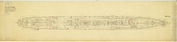 Upper Deck plan for HMS 'Wolfhound'