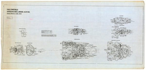 Superstructure and bridges plan for HMS 'Sheffield'