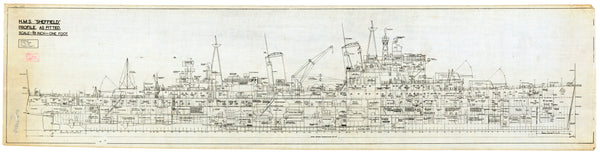 Profile and inboard detail plan for HMS 'Sheffield'