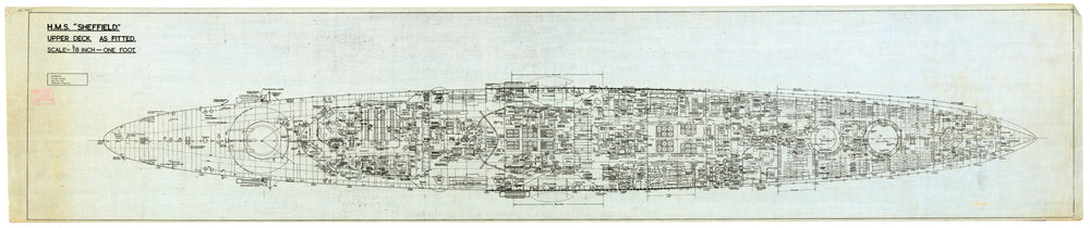 Upper deck plan for HMS 'Sheffield'