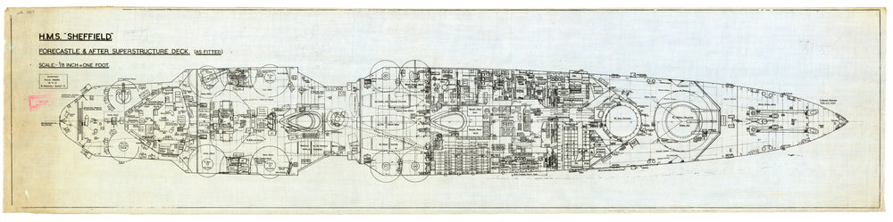 Forecastle and Aft Superstructure plan for HMS 'Sheffield'