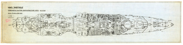 Forecastle and Aft Superstructure plan for HMS 'Sheffield'