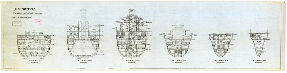 Forward Sections plan for HMS 'Sheffield'