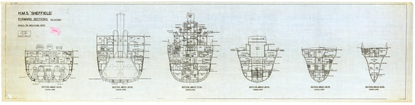 Forward Sections plan for HMS 'Sheffield'