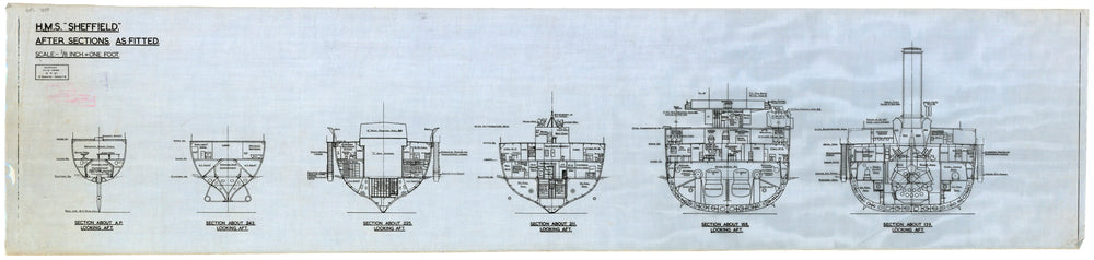 Aft Sections plan for HMS 'Sheffield'