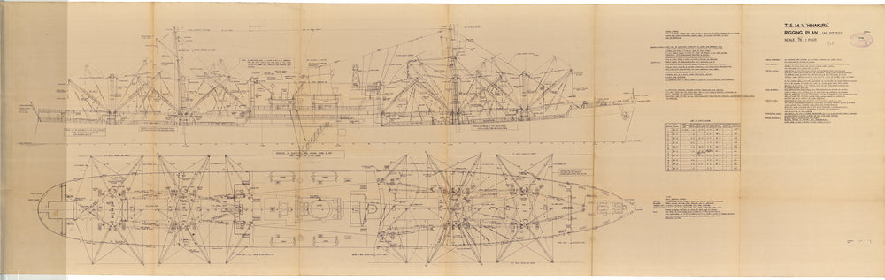 Rigging plan as fitted for 'Hinakura' (1949) (dyeline)