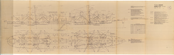 Rigging plan as fitted for 'Hinakura' (1949) (dyeline)