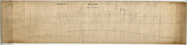 Lines plan for HMS 'Furious' (1916)