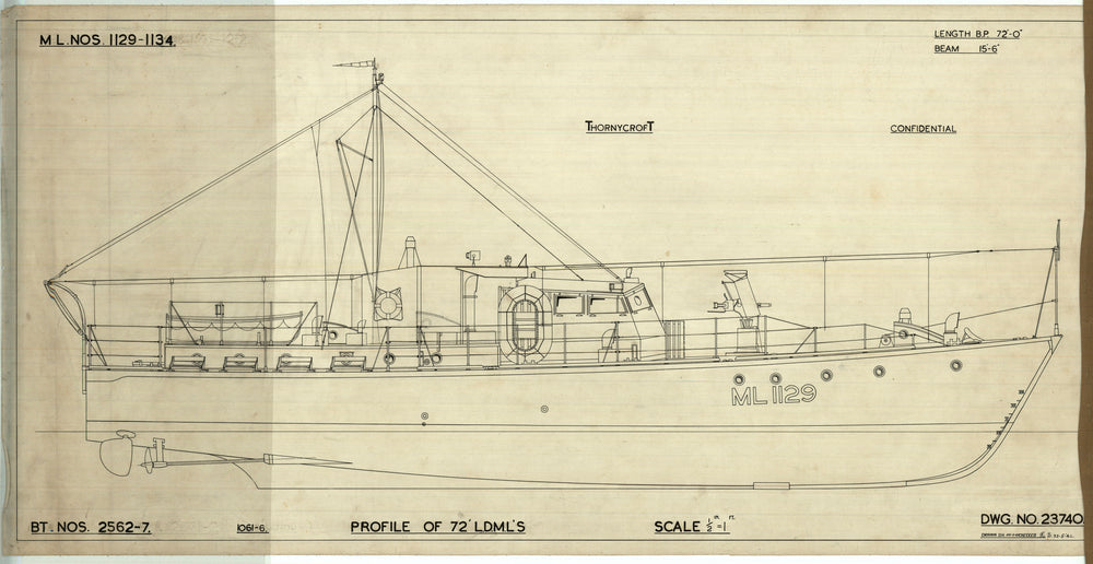 Outboard profile for 'HDML 1129' (1941)
