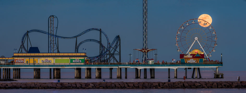 Detail of Moonrise at the Pier by 