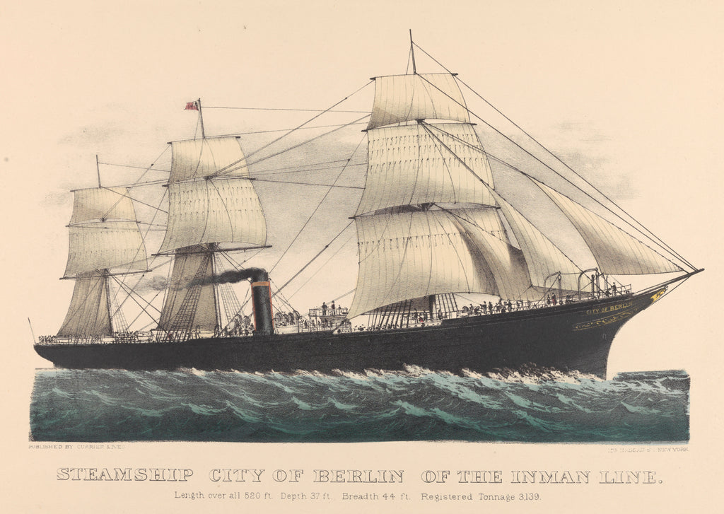 Detail of Steamship 'City of Berlin' of the Inman Line by Currier & Ives