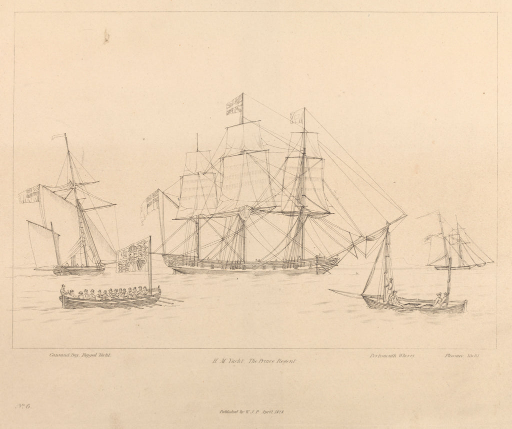 Detail of HM Yacht The Prince Regent and her ship's boat by unknown