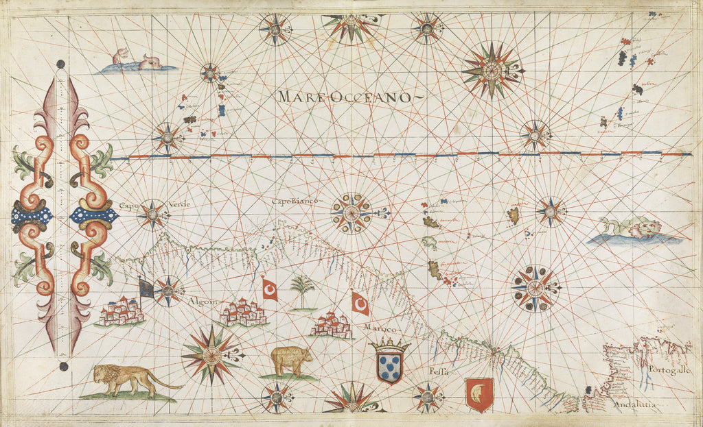 Detail of NE Atlantic, Lisbon to Cape Verde by Joannes Oliva
