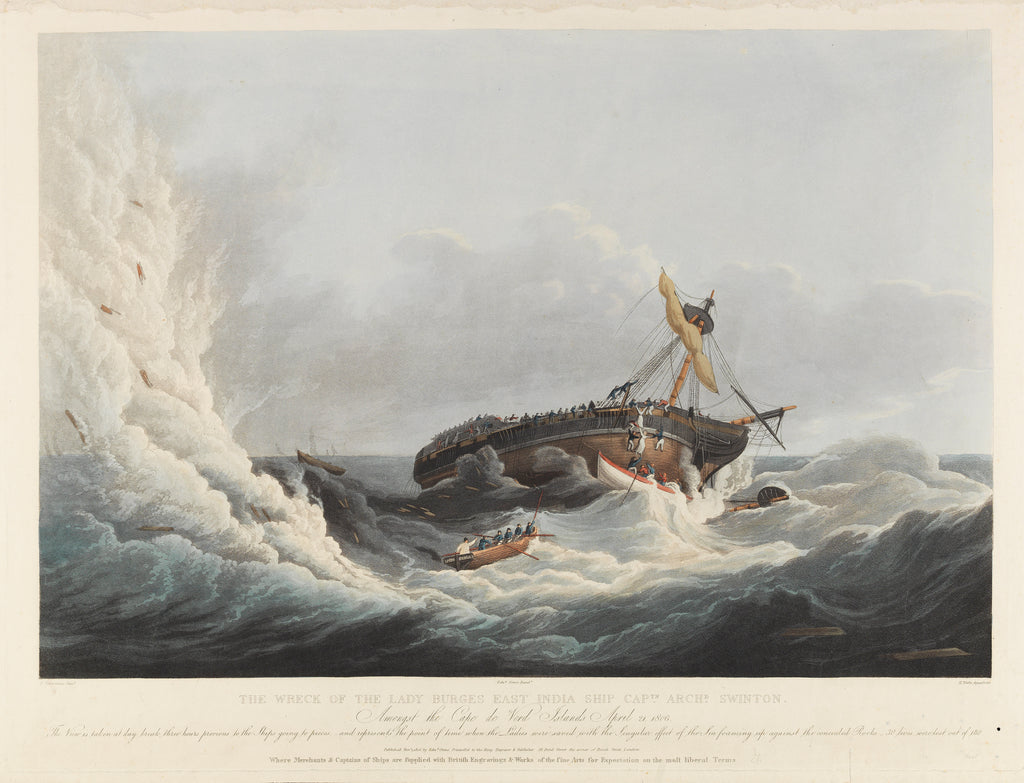 Detail of The Wreck of the 'Lady Burgess' East Indiaman amongst the Cape de Verde Islands, April 21, 1806 by Henri Merke