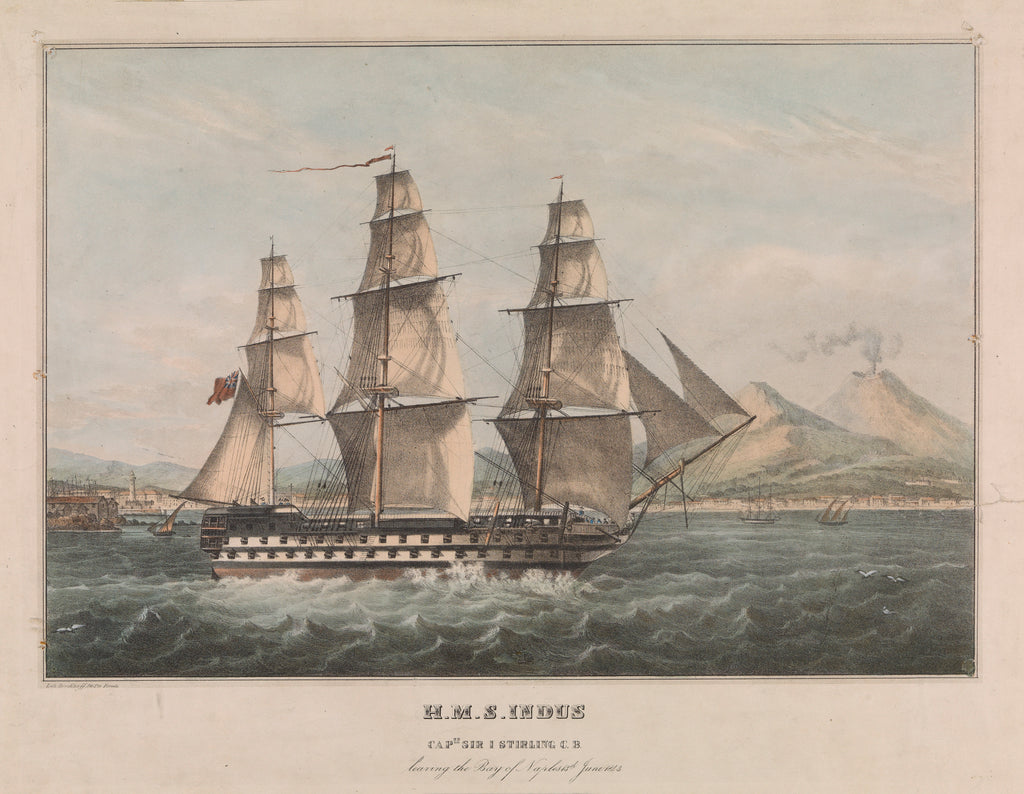 Detail of HMS 'Indus' (Captn. Sir I. Stirling C.B.) leaving the Bay of Naples 13th June 1843 by Charles Frederick de Brocktorff