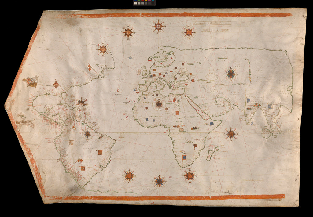 Detail of World map on vellum by Brother of Giovanni Verrazano