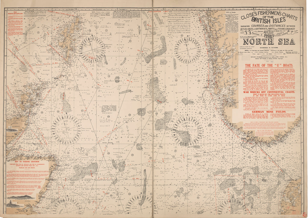 Detail of Close's fisherman charts of the British Isle section 2: The North Sea by Albert Close