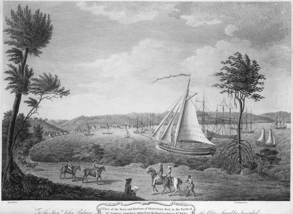 Detail of A view of the town and harbour of Montego Bay, in the parish of St James, Jamaica, taken from the road leading to St Anns by unknown