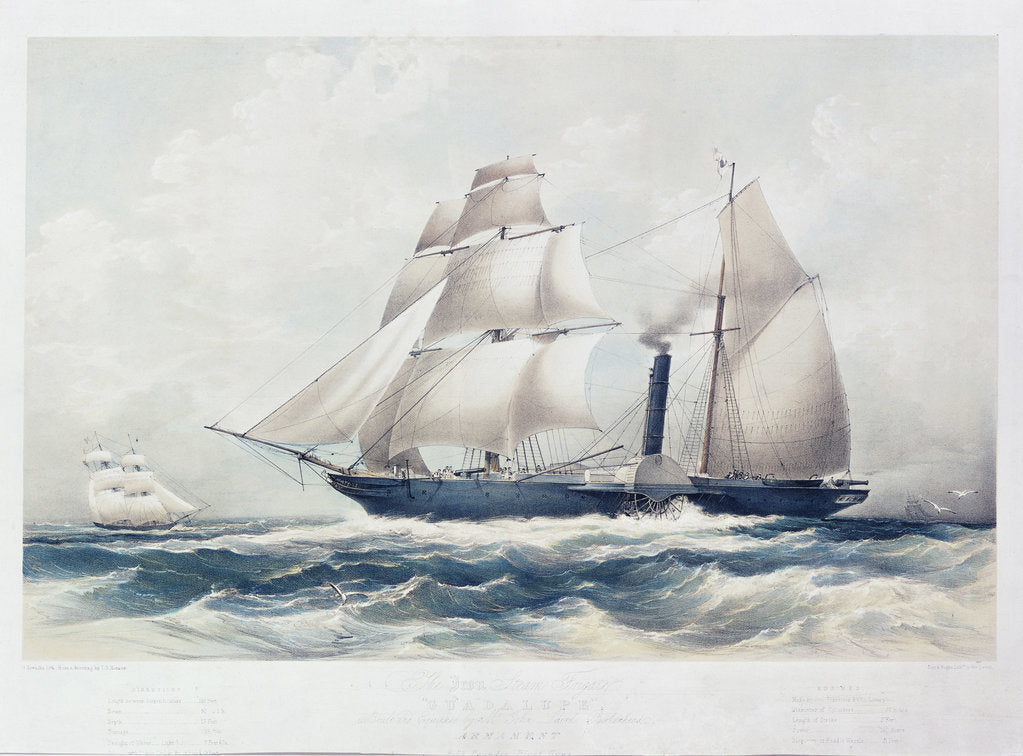 Detail of The Iron Steam Frigate 'Guadalupe' (1836) by George Hawkins
