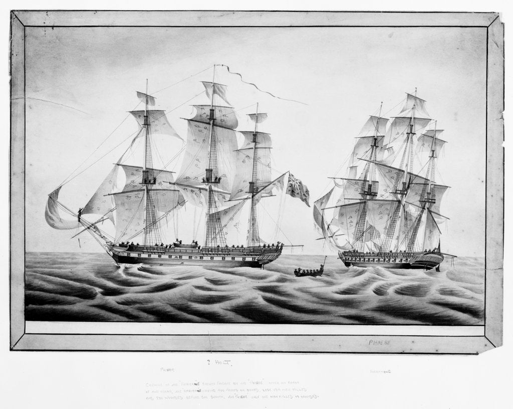 Detail of Capture of the French frigate 'Africaine' by the 'Phoebe', 1 November 1801 by Holt