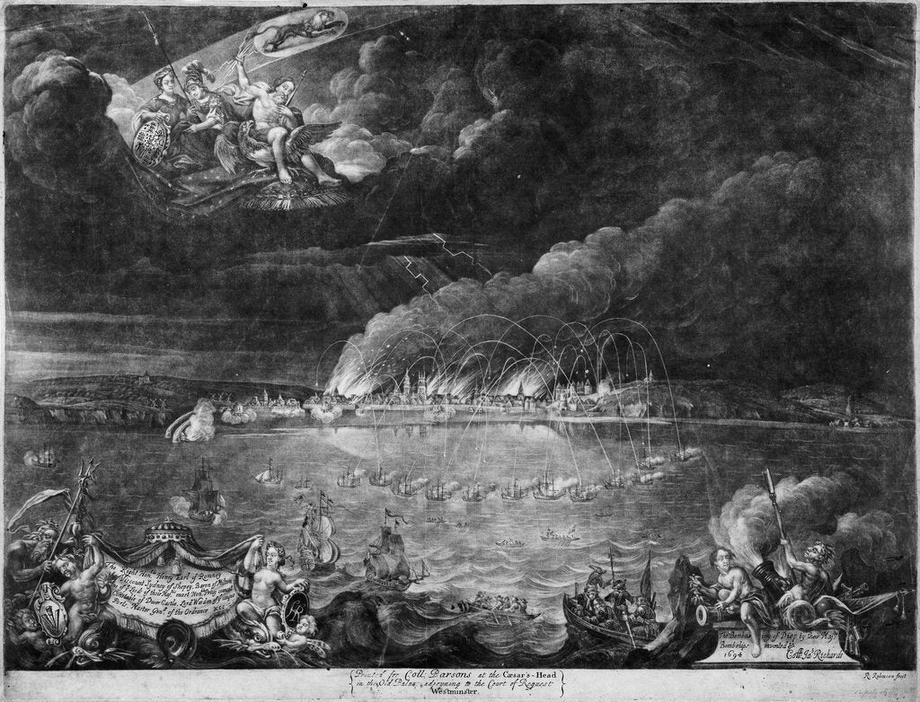 Detail of The bombardment of Dieppe, 1694 by R. Robinson
