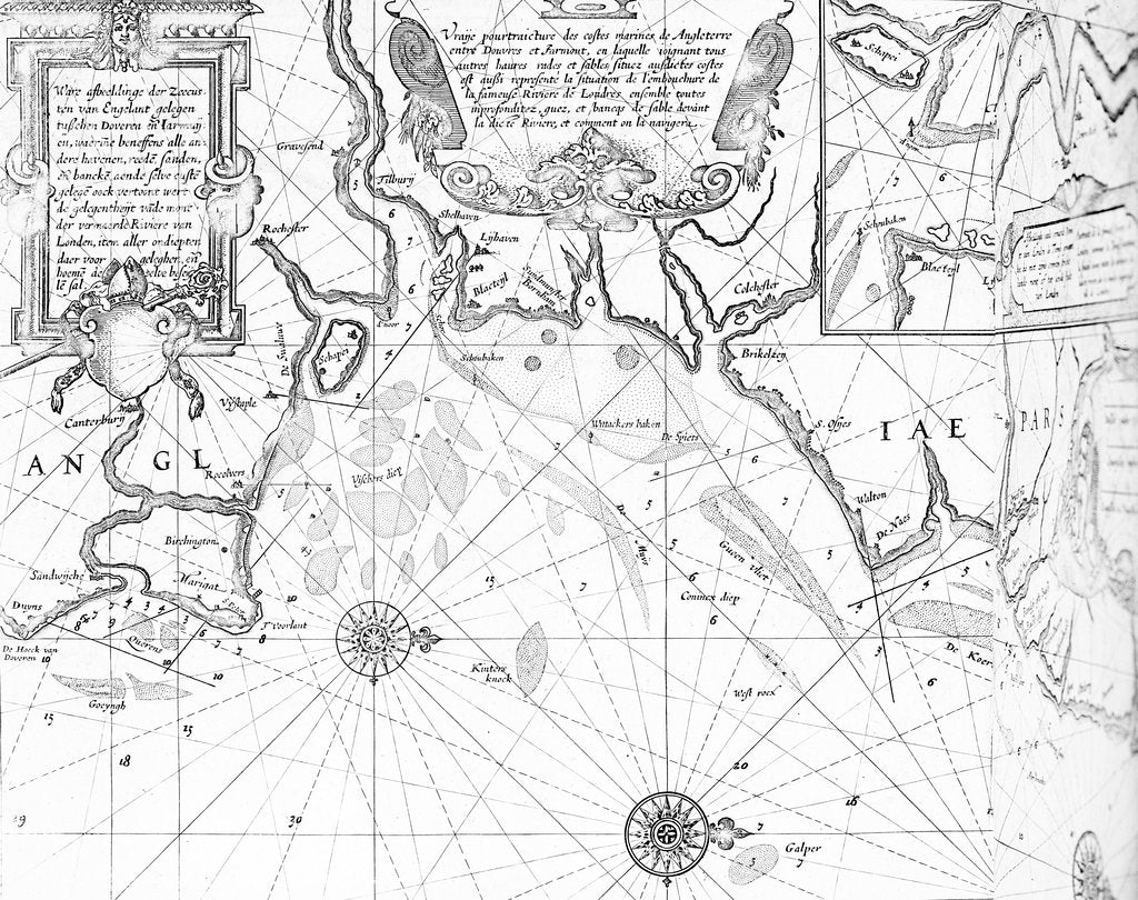 Detail of The Thames Estuary from The Sea-Mirrour atlas by Willem Janszoon Blaeu, published in Amsterdam in 1633 by Willem Janszoon Blaeu