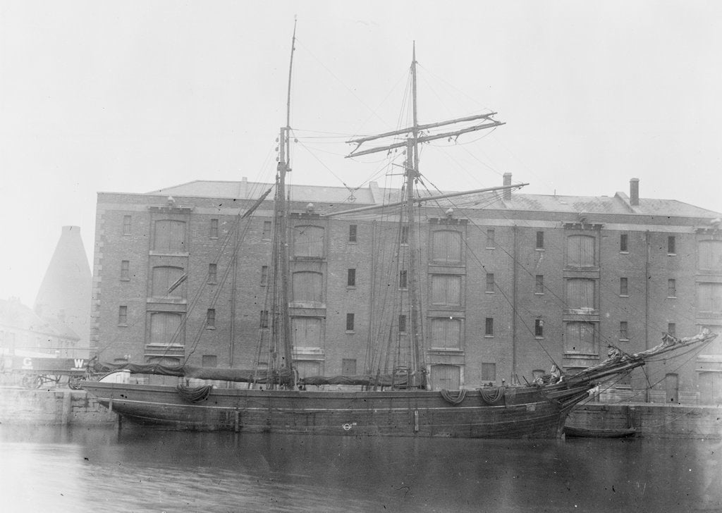 Detail of The 'Katherine Ellen'  moored up by unknown