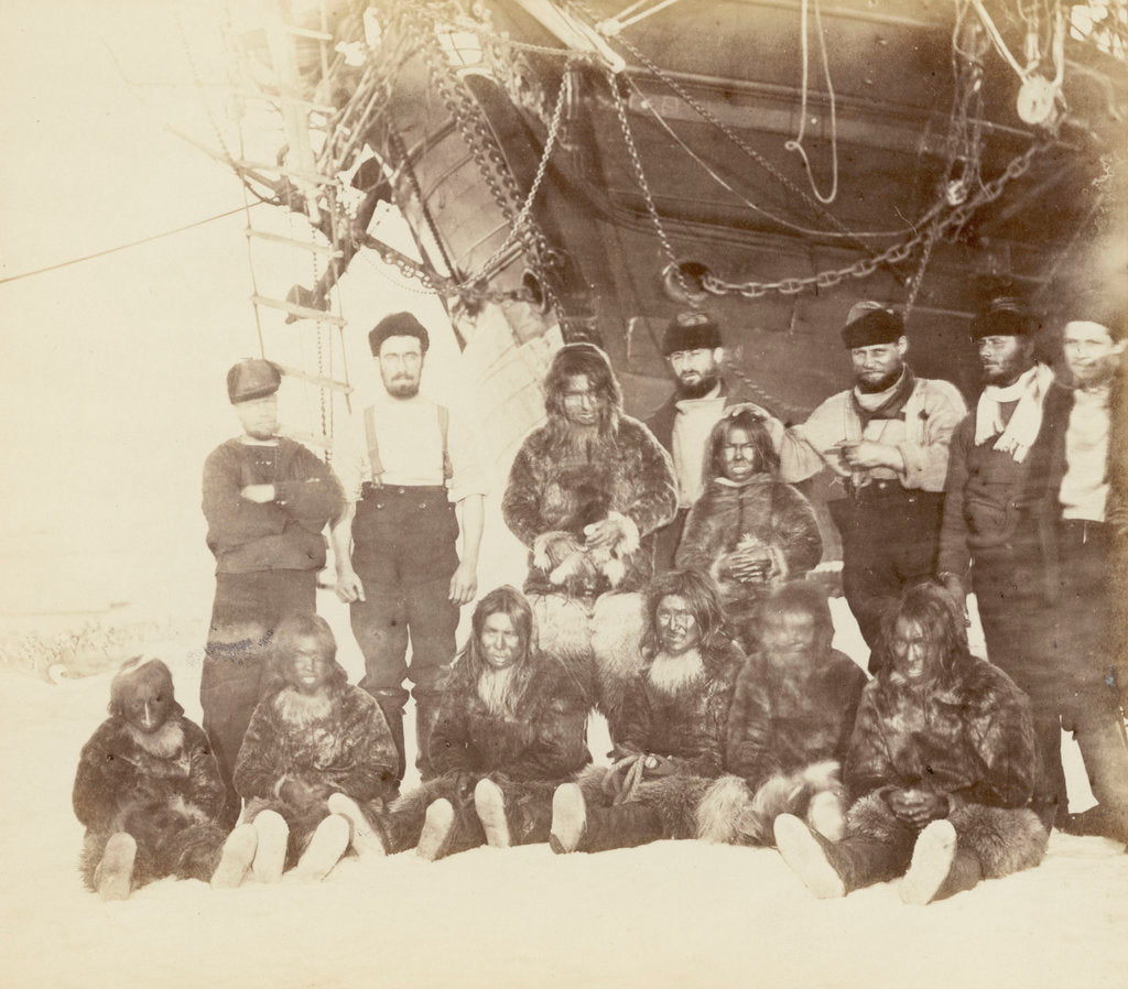 Detail of At Cape York - Group of Arctic Highlanders and Seamen of the Expedition by unknown