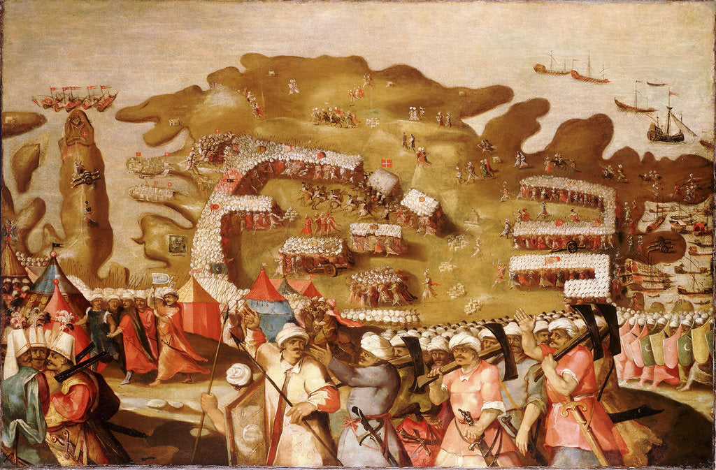 Detail of The Siege of Malta: Arrival of the Turkish Fleet, 20 May 1565 by Matteo Perez d'Aleccio