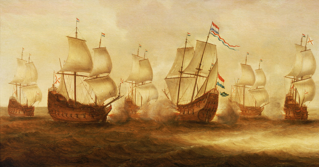 Detail of Witte de With's action with Dunkirkers off Nieuport, 1641 by Jacob Gerritsz Loeff