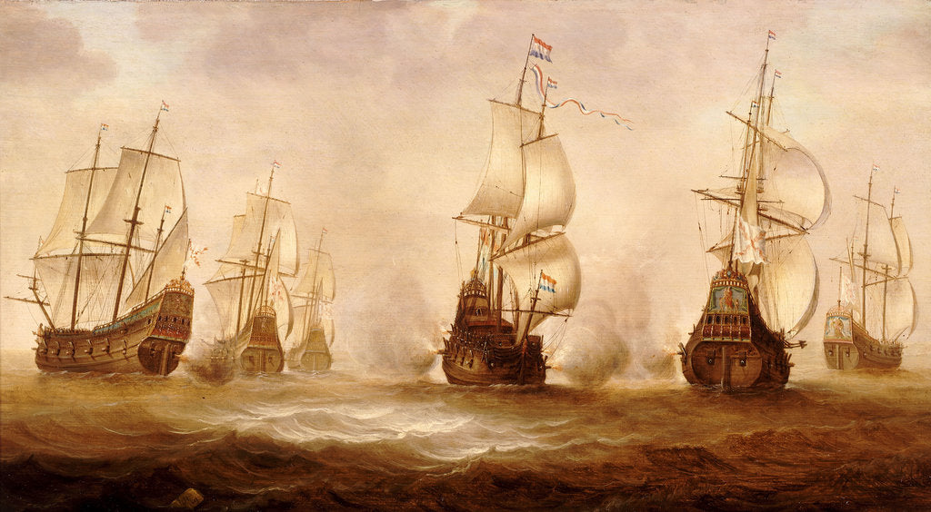 Detail of Witte de With's action with Dunkirkers off Nieuport, 1641 by Jacob Gerritsz Loeff