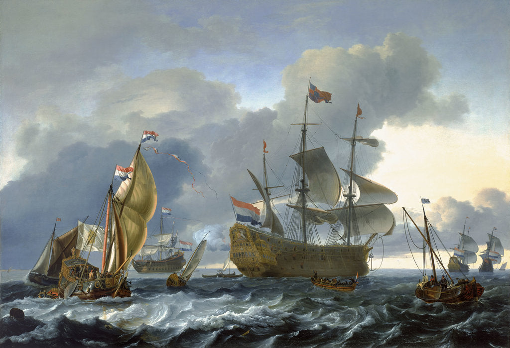 Detail of The Dutch attack on the Medway: 'Royal Charles' carried into Dutch waters by Ludolf Bakhuizen