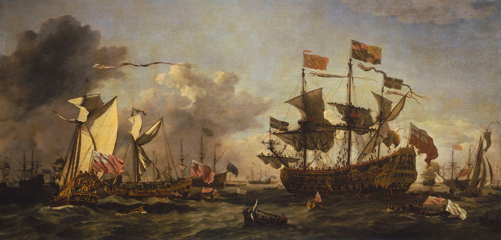 Detail of Royal visit to the fleet in the Thames Estuary, 6 June 1672 by Willem Van de Velde the Younger