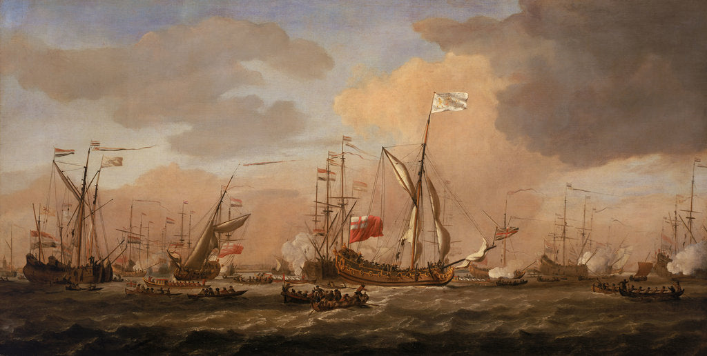 Detail of HMY 'Mary' Arriving with Princess Mary at Gravesend in a fresh breeze, 12 February 1689 by Willem Van de Velde the Younger