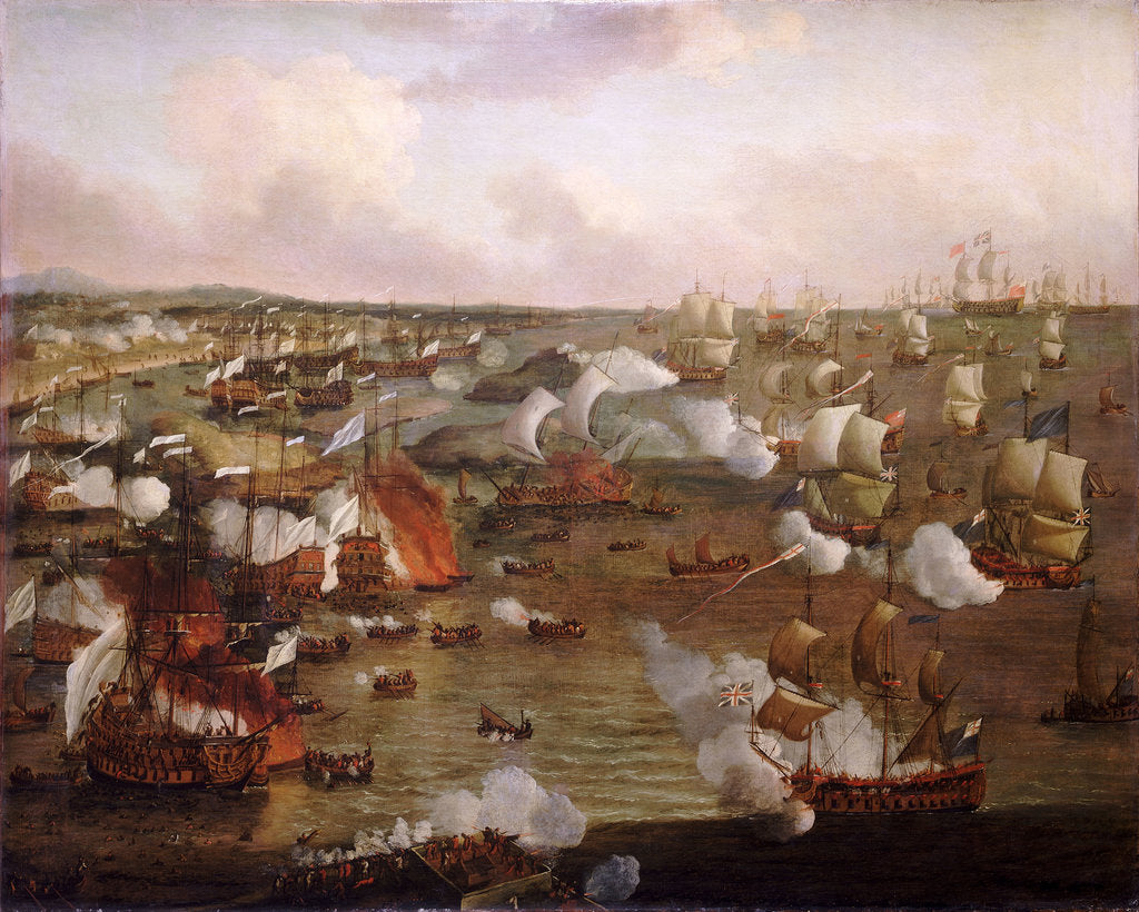 Detail of The burning of French ships at the Battle of La Hogue, 23 May 1692 by Willem Van de Velde the Younger