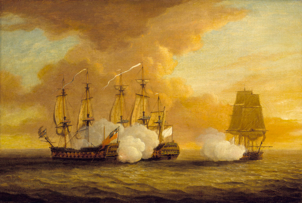 Detail of Action between HMS 'Lion' and 'Elizabeth' and the 'Du Teillay', 9 July 1745 by Dominic Serres the Elder