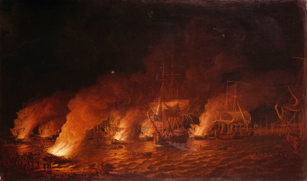 Detail of French fireships attacking the English fleet off Quebec, 28 June 1759 by Dominic Serres the Elder