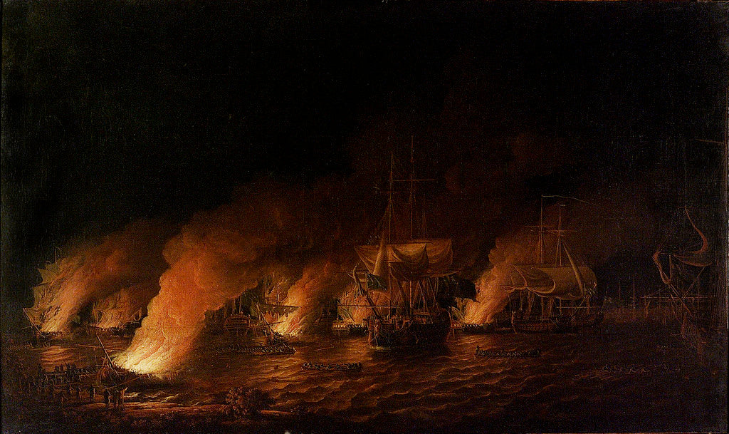 Detail of French fireships attacking the English fleet off Quebec, 28 June 1759 by Dominic Serres the Elder
