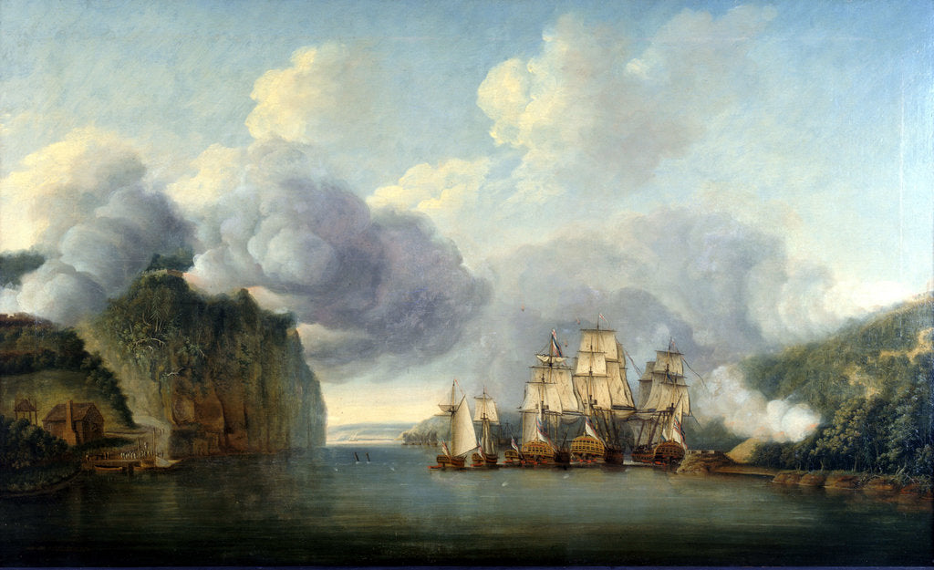 Detail of Forcing a passage of the Hudson River, 9 October 1776 by Thomas Mitchell
