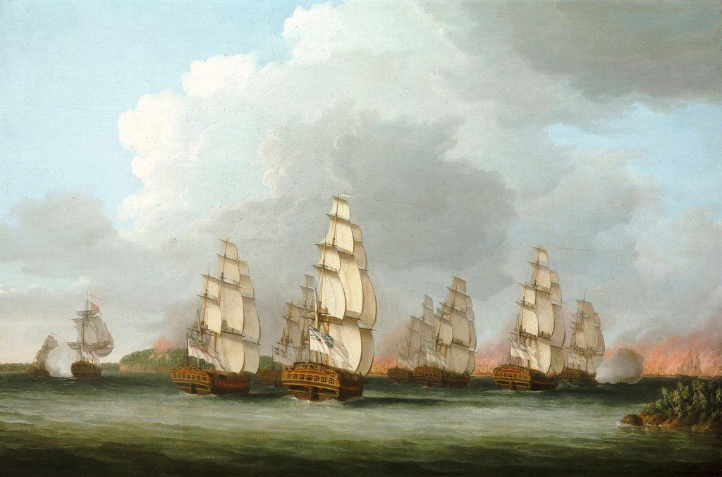 Detail of Destruction of the American Fleet at Penobscot Bay, 14 August 1779 by Dominic Serres the Elder