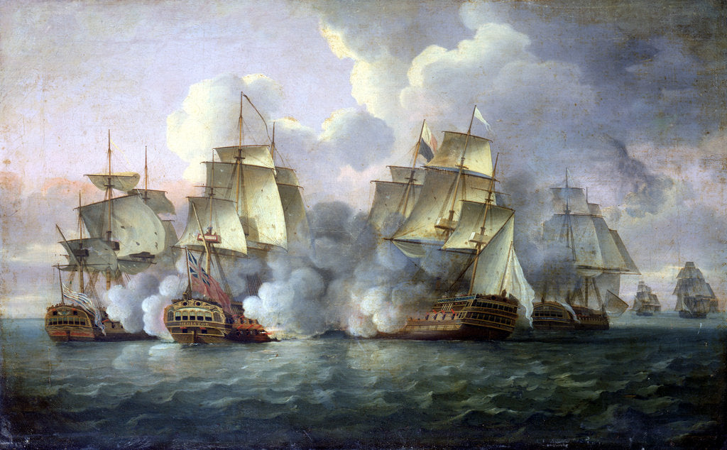 Detail of HMS 'Mediator' engaging French and American vessels, 11-12 December 1782 by Thomas Luny