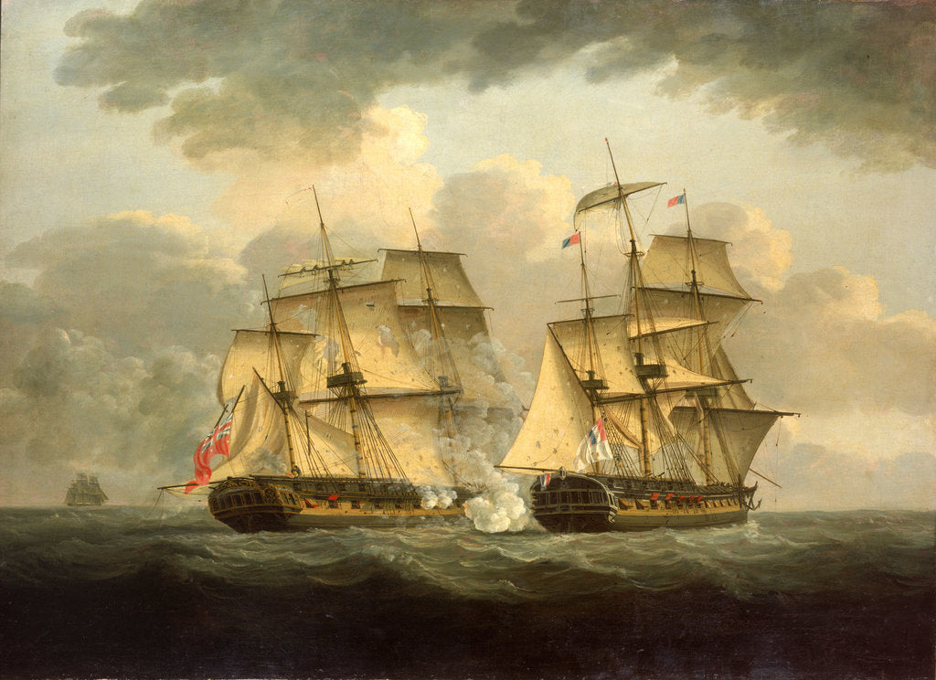 Detail of Action between HMS 'Venus' and the 'Semillante', 27 May 1793 by Thomas Elliott