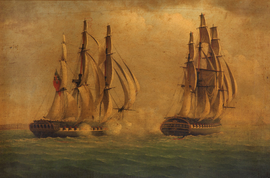 Detail of Action between HMS 'Crescent' and the 'Reunion', 20 October 1793: ships engaged by C. M. Jones